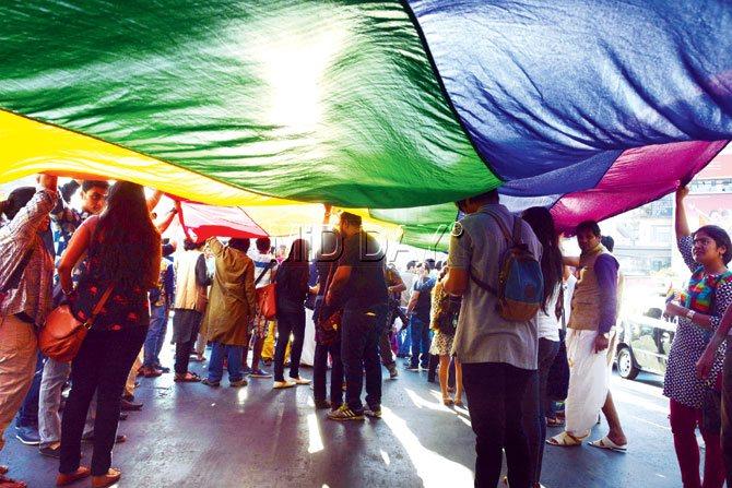 Gay pride parade 2016 which started in August Kranti Maidan. Pic/Bipin Kokate