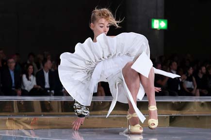Oops! When a model slipped on the ramp at an Australian fashion show