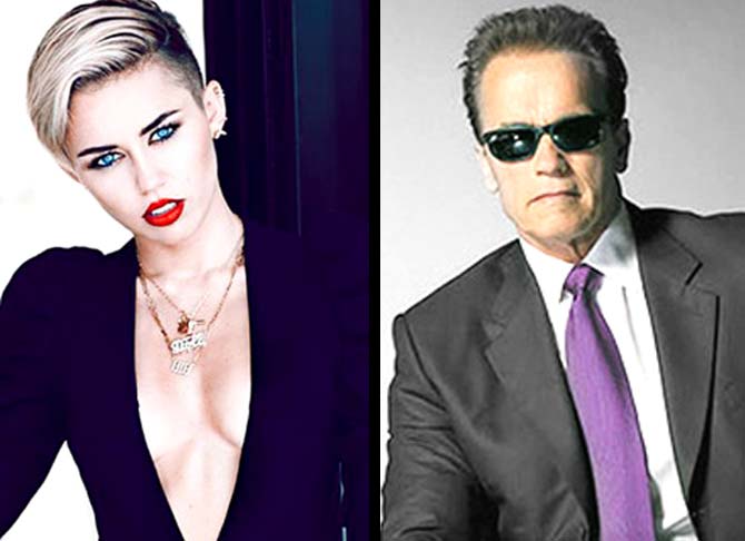 Miley Cyrus and Arnold Schwarzenegger