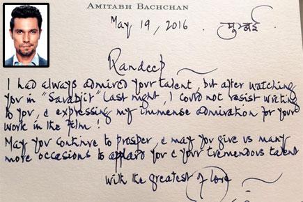 Big B's congratulatory letter to Randeep Hooda for 'Sarbjit'