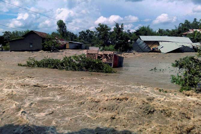 Flood effected area in Manipur . Pic/ PTI