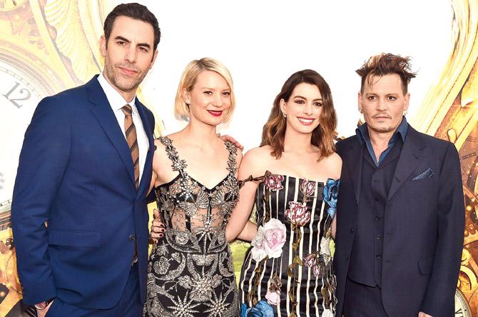 Sacha Baron Cohen, Mia Wasikowska, Anne Hathaway and Johnny Depp
