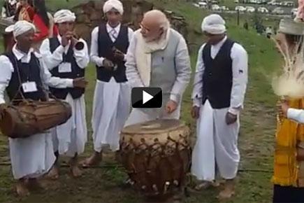 Video: PM Narendra Modi plays the traditional drum in Meghalaya