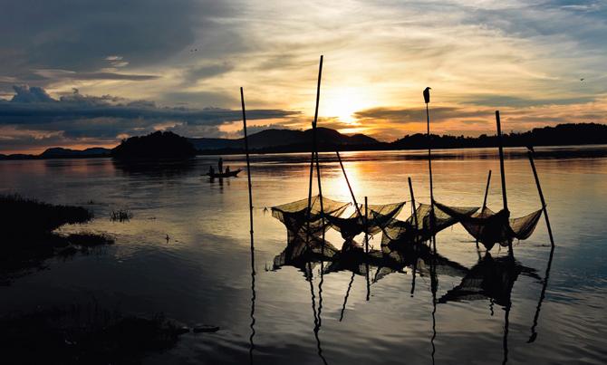 A sunset view of Uzan Bazaar ghat in Guwahati.