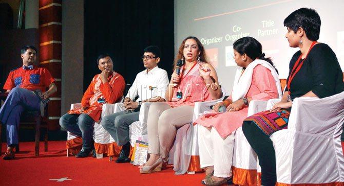 (l-r) Parmesh Shahani (panel moderator), Harish Iyer, Udayan Dhar, Vandana Shah, Chitra Batham and Sonal Giani discuss Section 377 and the way ahead at the Kashish film festival. PIC/DATTA KUMBHAR