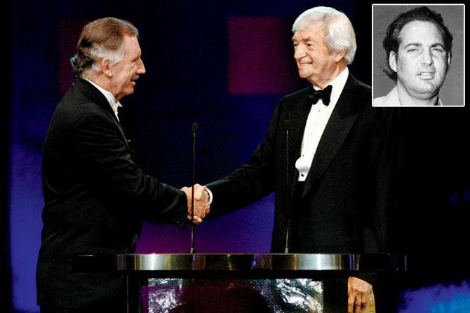 Richie Benaud (right) is inducted into the Australian Cricket Hall of Fame by the author at Melbourne in 2007. INSET: Tony Cozier