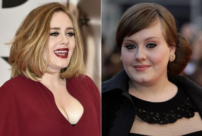 What a transformation! Adele at the BRIT Awards 2016 and at the BRIT Awards 2008. Pics/AFP