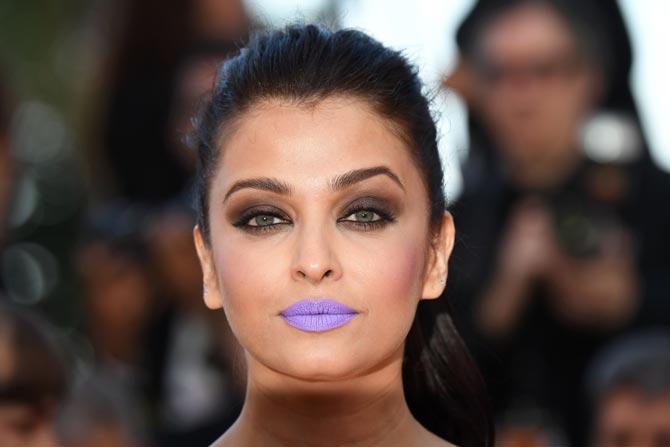 Aishwarya Rai Bachchan made a bold fashion statement by wearing purple lipstick for the screening of the film 