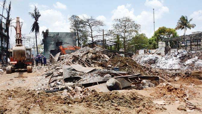 Debris cleared from the site of the blasts in Probace Enterprises’ factory in MIDC Phase-II in Dombivli. The rescue operations ended yesterday