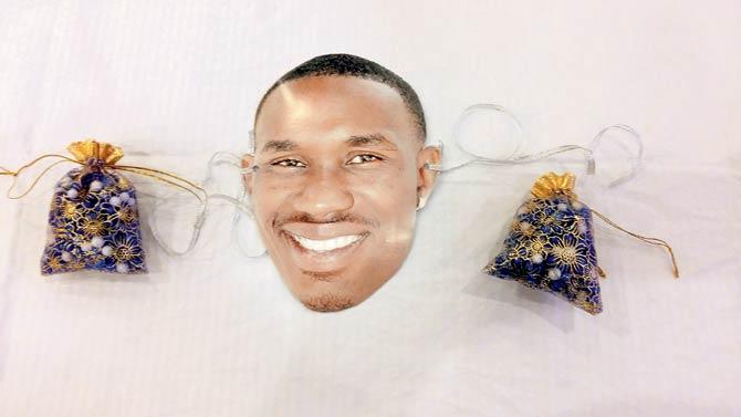 The cut-out mask that featured cricketer Dwayne Bravo