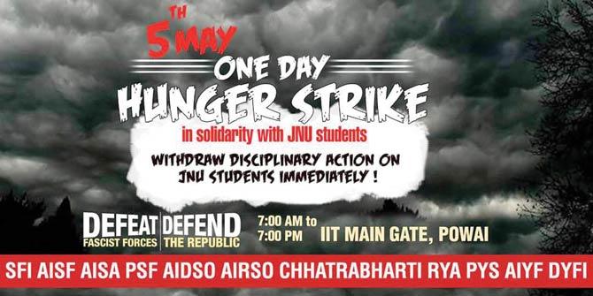 Poster on today’s hunger strike outside IIT-B main gate