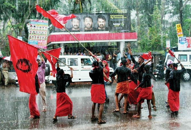 LDF supporters celebrate party’s victory in the assembly elections