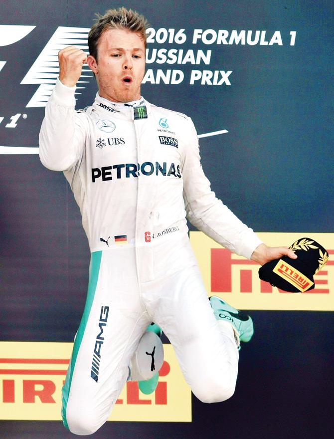 Mercedes German driver Nico Rosberg celebrates Russian Grand Prix victory in Sochi yesterday. PIC/AFP