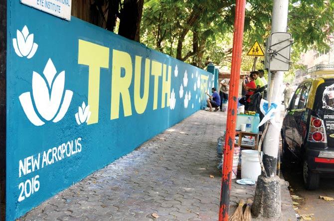 The Truth wall painted in Colaba by New Acropolis, Colaba Advanced Local Management and My Dream Colaba over the weekend