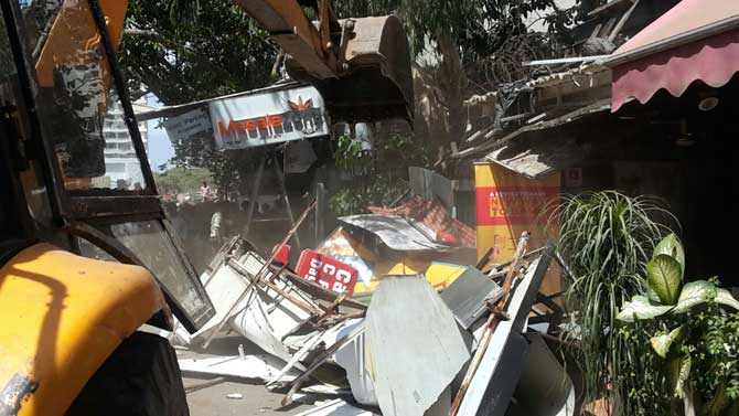 The Masala Zone restaurant after being demolished by the BMC