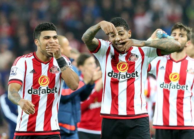 Sunderland players celebrate their win