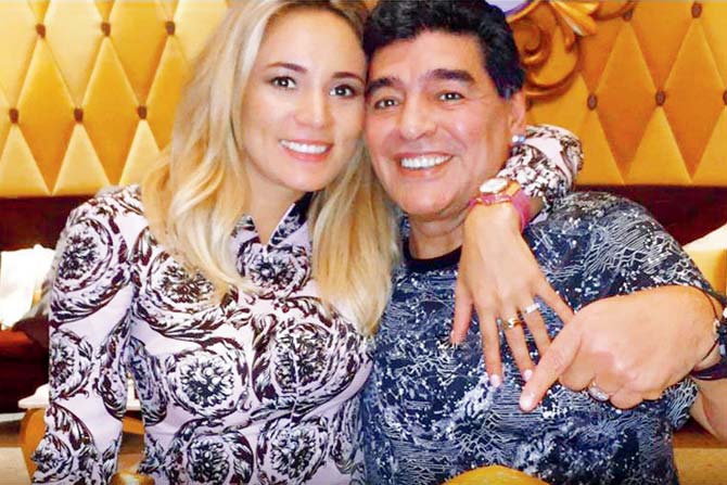 Maradona and fiancee Rocio Oliva. Pic/Diego’s facebook page