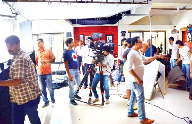 A film shoot in progress at a studio in Andheri. pic for representational purpose only