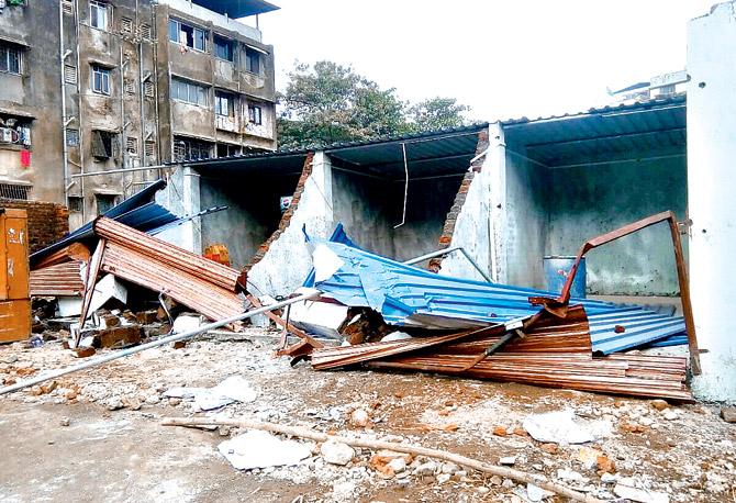 Most of the illegal shops that had come up in Mumbra were razed on Friday