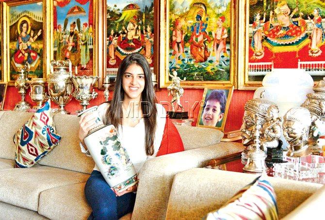 Eighteen-year-old Zara Heeramaneck has been passionate about art conservation since childhood. Her home at Kemps Corner also boasts of artefacts from across the world. ic/Suresh Karkera