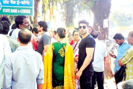Spotted: Gurmeet Choudhary in a queue outside a bank in Andheri
