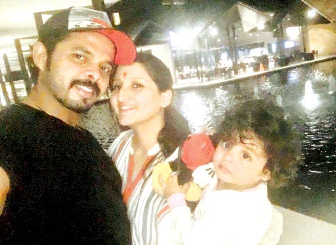 Sreesanth with his wife and daughter