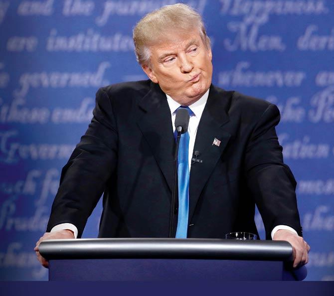 Donald Trump at the Presidential Debate at Hofstra University, in Hempstead, New York. Pic/AFP