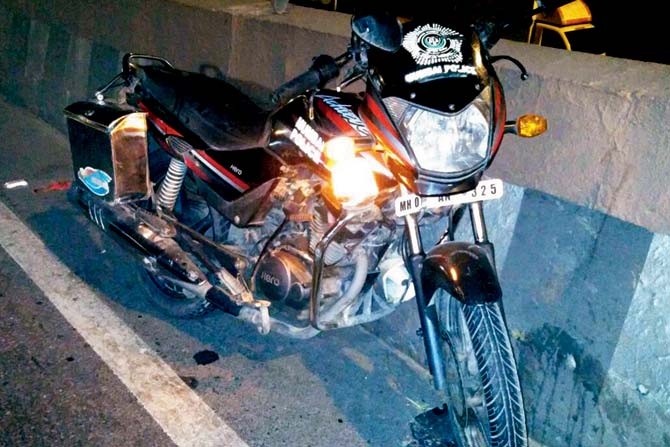 The bike hit by the speeding tempo