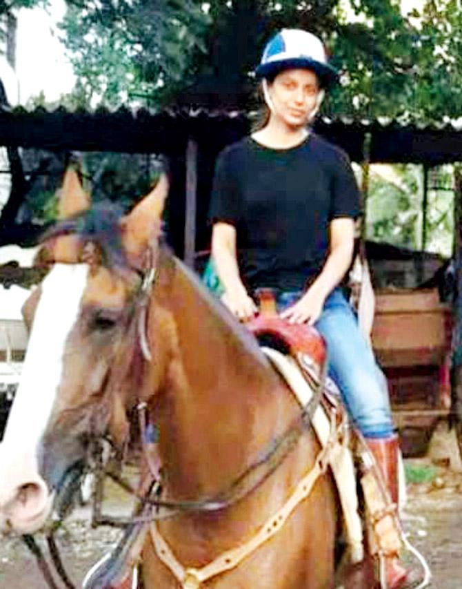 Kangana Ranaut riding a horse