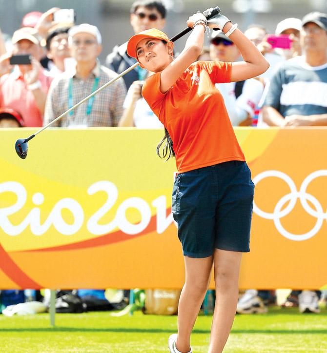 Aditi Ashok was in contention for a medal during her maiden Olympics at Rio de Janeiro in Brazil. Pic/Getty Images