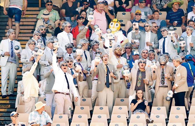 The Benaud army at the WACA in Perth yesterday. Pic/Getty Images