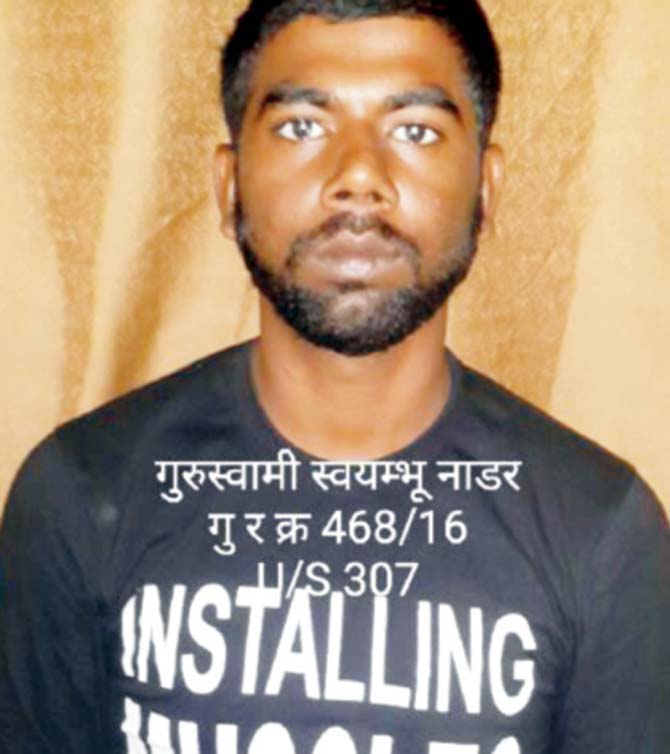 Guru Swamy Nadar (22) was picked up from Aarey colony and arrested for attempt to murder