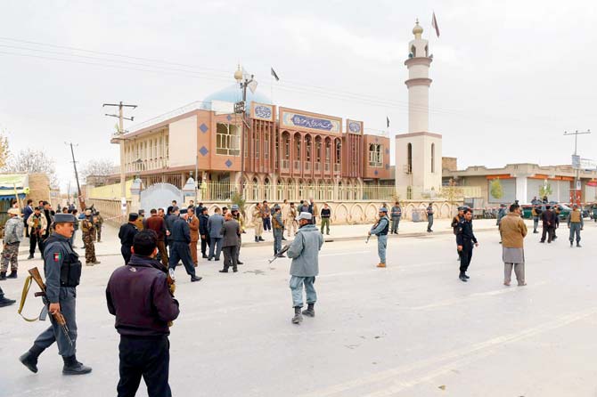 A suicide bomber killed at least 27 people and wounded dozens yesterday in an explosion at a crowded Shi’ite mosque in the Afghan capital, officials said, the third major attack on the minority sect in the city since July