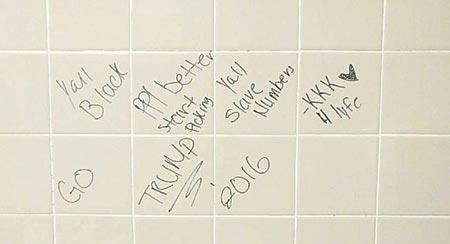 A slur in a toilet in a high school in central Florida, threatening African-American students