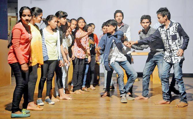 Children from the Salaam Bombay Foundation rehearse the play. Pic/Datta Kumbhar