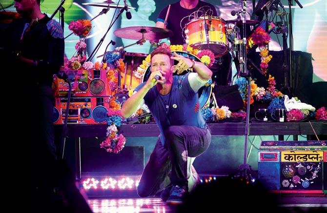 Coldplay frontman Chris Martin at a concert in London in June. Pic/Getty Images
