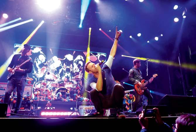 A file pic of British band Coldplay during a concert in London