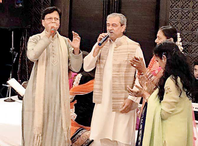 Dr Anil Tibrewala (centre) at a singing party