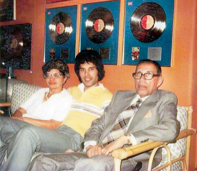 Freddie Mercury (centre) with his mum Jer and dad Bomi Bulsara. Pic courtesy/Freddie mercury: The great pretender, a life in pictures