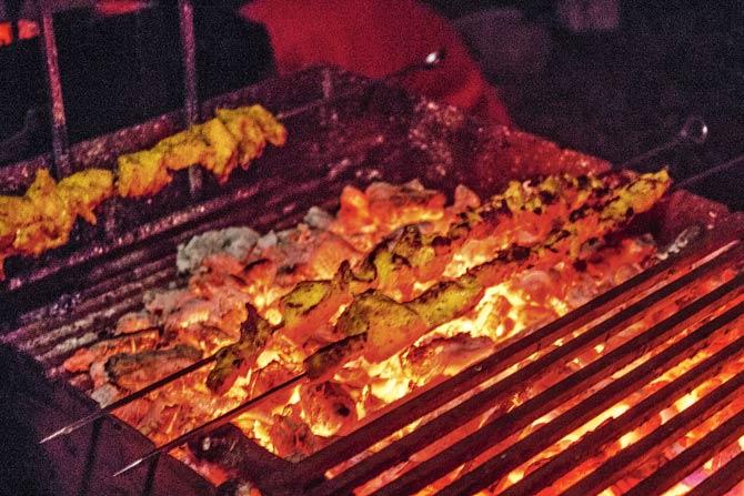 Savour perfectly grilled meat right off the barbecue pit. Pics/Shraddha Uchil