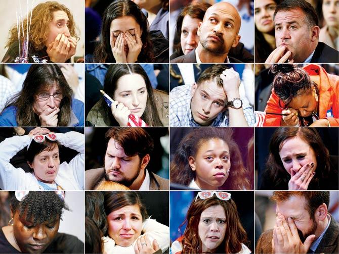 Supporters of Democratic presidential candidate Hillary Clinton react to her loss in the US Presidential election. Pics/AFP