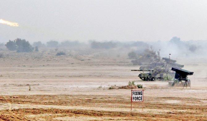 Tanks during the exercise. Pic/AP