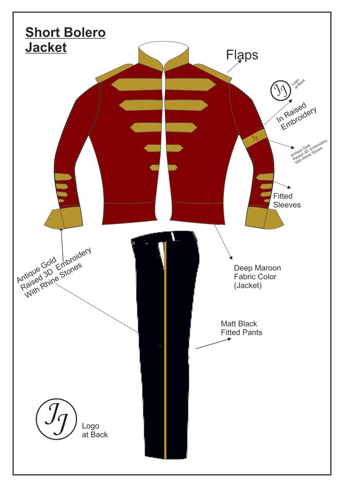 A sketch of the outfit that Rajesh Aiya plans to create for the Jacksons
