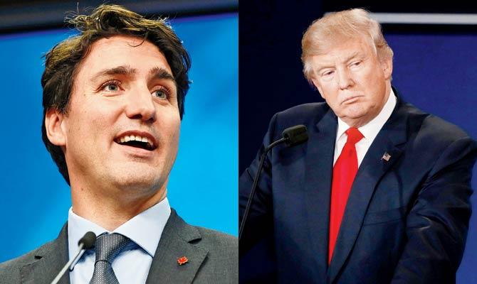 Justin Trudeau and Donald Trump. Pics/AFP