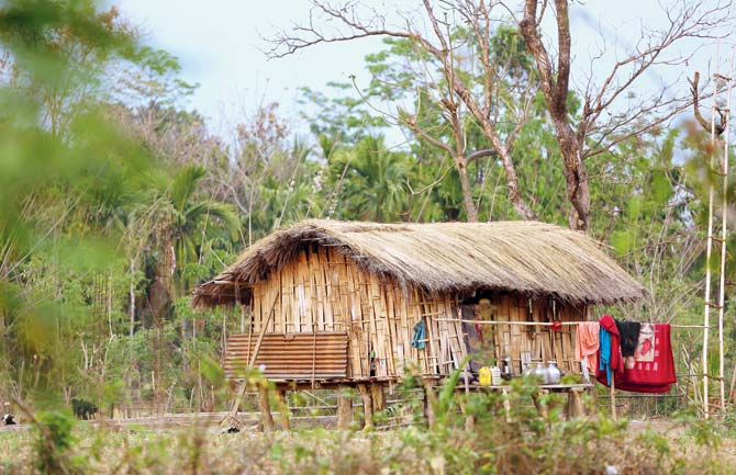 A traditional Toto home made with bamboo sticks and a straw roof