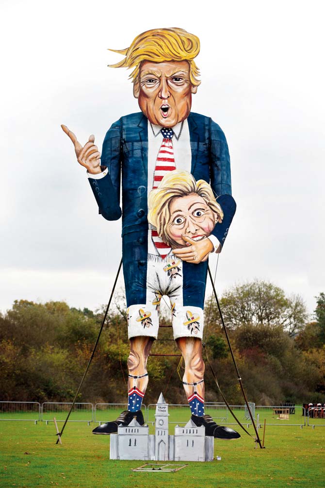 Edenbridge Bonfire Society’s  ‘Celebrity Guy’, US Presidential candidate Donald Trump pictured in Edenbridge. Pic/AFP