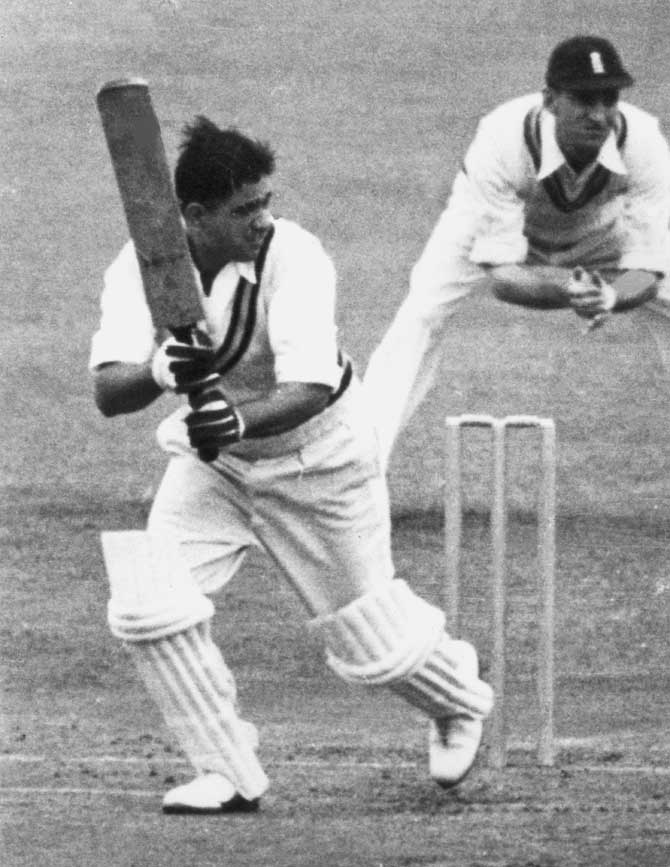 Vinoo Mankad playing in the 1952 series vs England