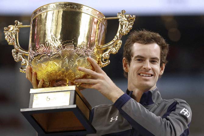 Andy Murray poses with his winner