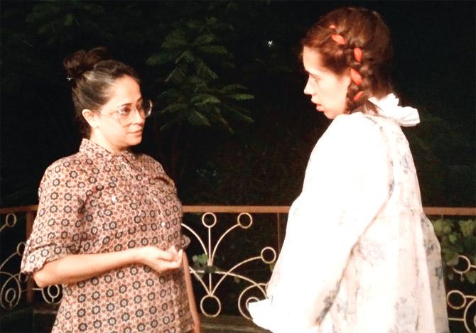 Chadha with Koechlin as younger Joan at a rehearsal of Far Away