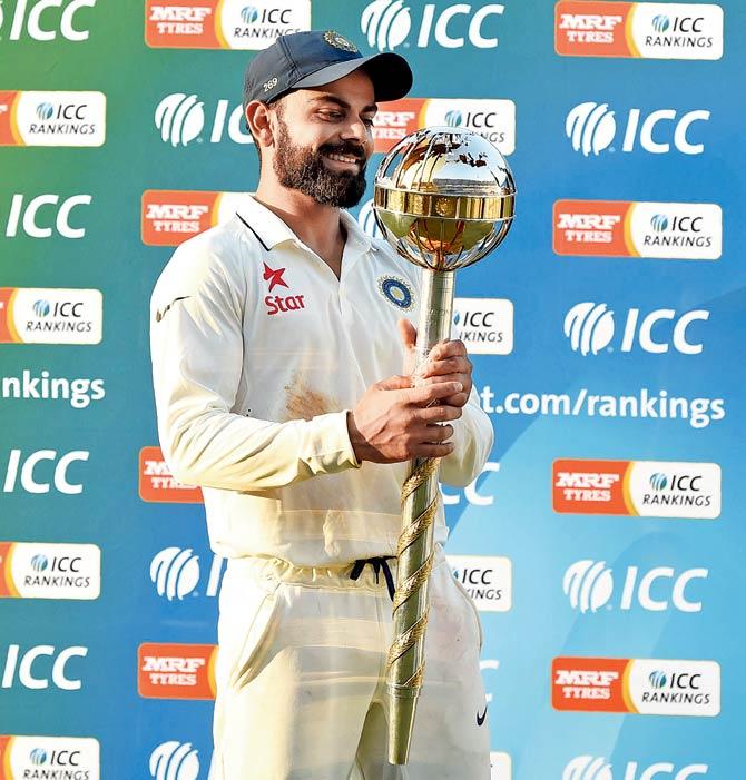 Virat Kohli, who steered India to the No 1 position in the world Test rankings. Pic/AFP